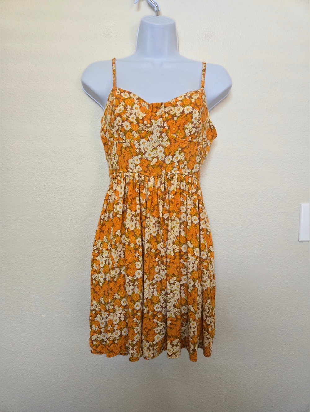 Wild Fable Floral Yellow Orange Babydoll Short Dress Size Small